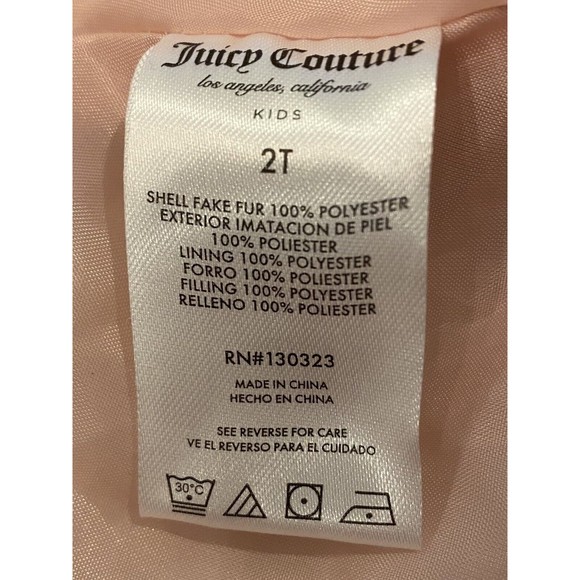 JUICY COUTURE Los Angeles Faux Fur Pink Coat Collared Jacket Size 2T - Picture 7 of 7